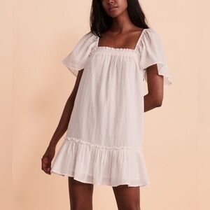 Billabong Flutter Sleeve White Babydoll Mini Dress